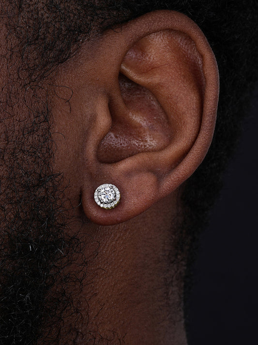 Simple & Classy Halo Solitaire Earrings - 14k Gold Vermeil 925 Silver - CZ Stones - 8mm