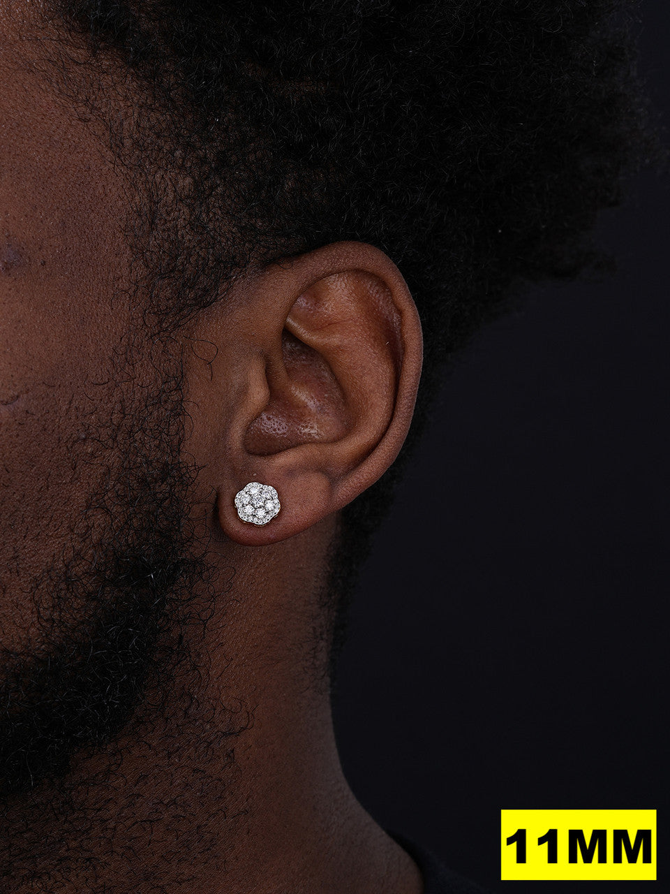 Micropave Cluster Iced Out Earrings - 14k Gold Vermeil 925 Silver - CZ Stones - 7.5mm-12mm