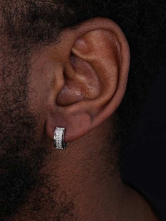 MOISSANITE Classic Small Huggie Iced Out Hoops - 925 Silver - 12mm