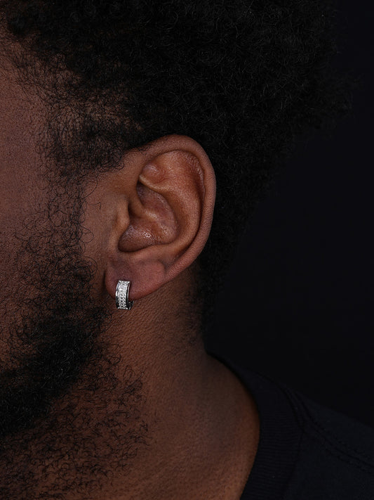 MOISSANITE Classic Small Huggie Iced Out Hoops - 925 Silver - 12mm