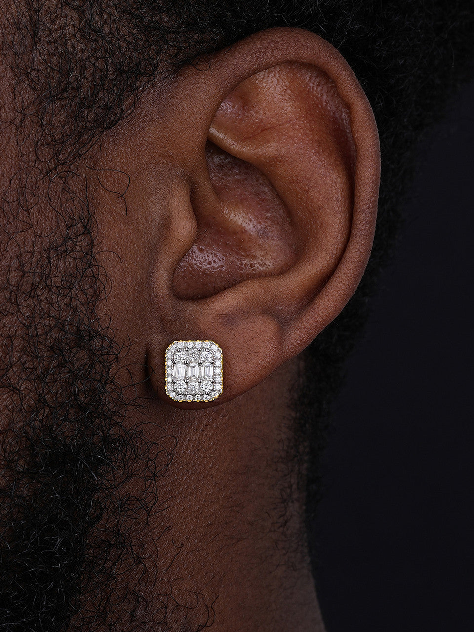 Baguette Rectangle Iced Out Earrings - 14k Gold Vermeil 925 Silver - CZ Stones - 11mm