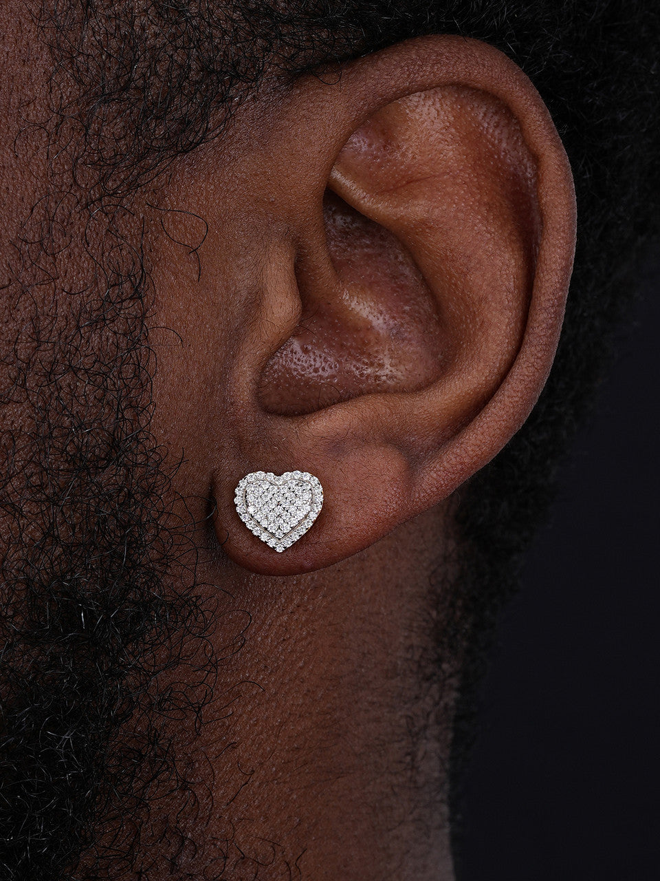 MOISSANITE 3D Heart Classic Iced Out Earrings - 14k Gold Vermeil 925 Silver - 9.5mm