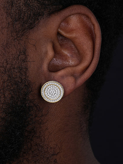 Everything Bigger In Texas Round Hip Hop Earrings - 14k Gold Vermeil 925 Silver - CZ Stones - 16mm