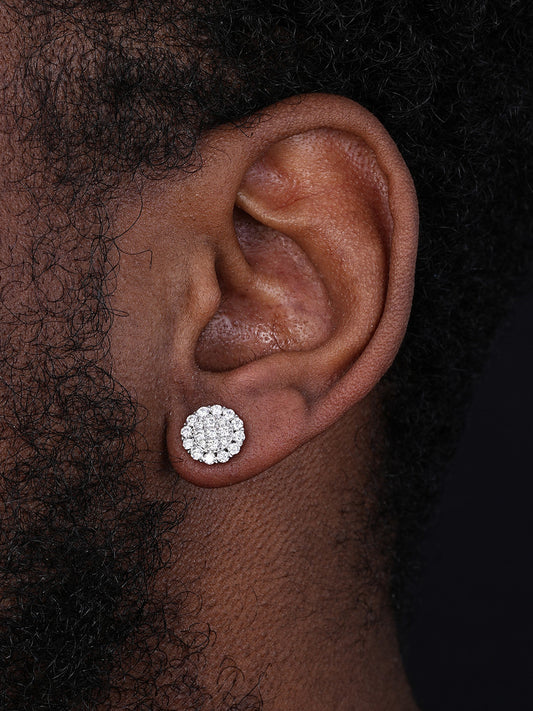 MOISSANITE Fully Iced Out Round Hip Hop Earrings - 925 Silver - 10.5mm