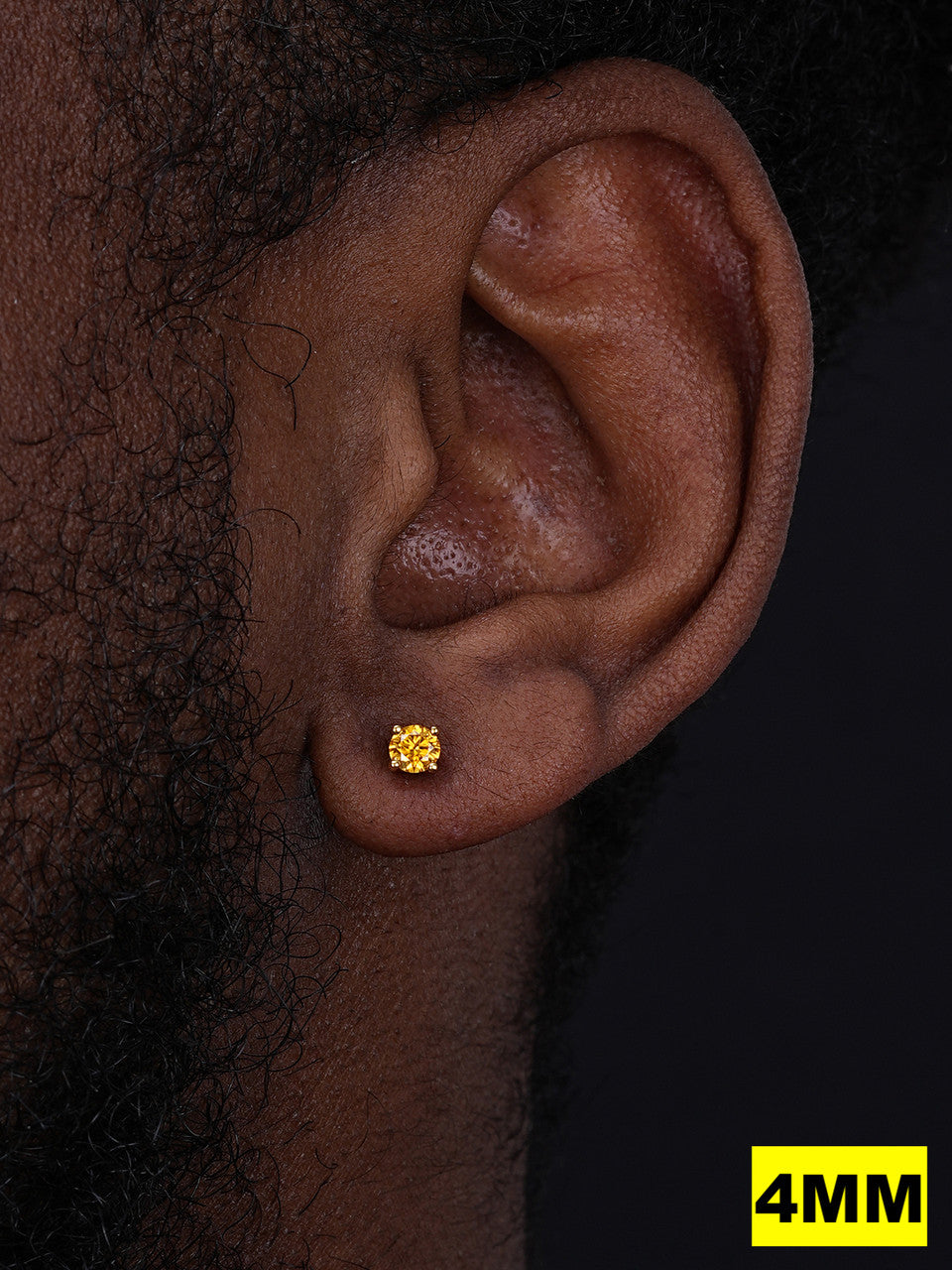 Canary Yellow MOISSANITE Solitaire Stud Earrings - 14k Gold Vermeil 925 Silver - 3mm-8mm - 0.2-4ct