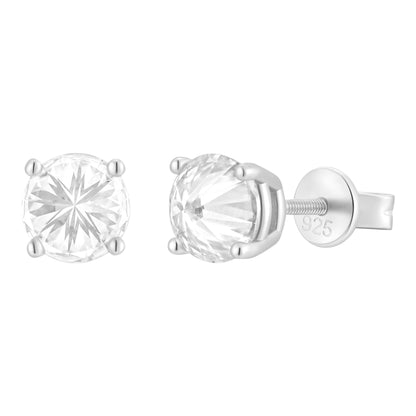 MOISSANITE Upside Down Reverse Set Stud Earrings - 925 Silver - 5mm-8mm - 1-4ct
