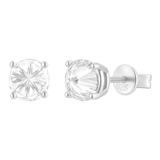 MOISSANITE Upside Down Reverse Set Stud Earrings - 925 Silver - 5mm-8mm - 1-4ct