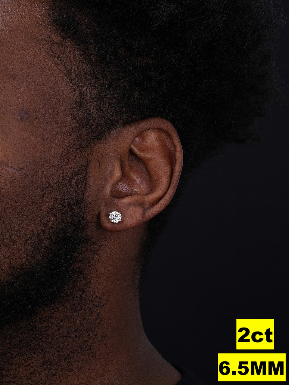 MOISSANITE Solitaire Stud Earrings - 14k Gold Vermeil 925 Silver - 3mm-6.5mm - 0.2-2ct