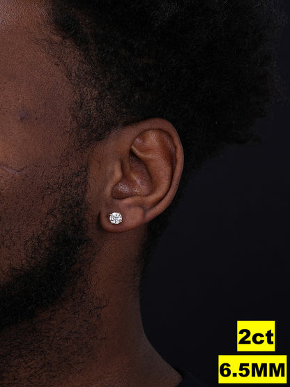 MOISSANITE Solitaire Stud Earrings - 14k Gold Vermeil 925 Silver - 3mm-6.5mm - 0.2-2ct