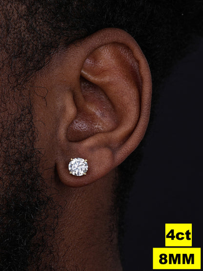 MOISSANITE Solitaire Stud Earrings - #1 BESTSELLER - 14k Gold Vermeil 925 Silver - 8mm - 4ct