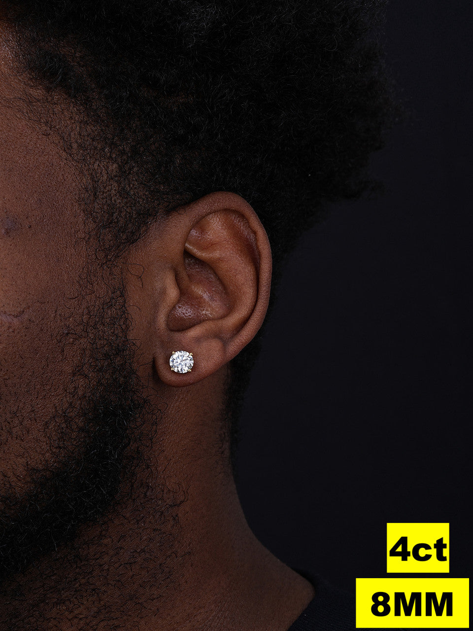 MOISSANITE Solitaire Stud Earrings - #1 BESTSELLER - 14k Gold Vermeil 925 Silver - 8mm - 4ct