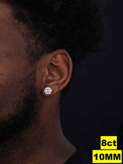 MOISSANITE Solitaire Pushback Stud Earrings - 14k Gold Vermeil 925 Silver - 3mm-10mm - 0.2-8ct