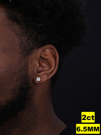 MOISSANITE Portuguese Cut - 100 Facets Each Stone - Solitaire Stud Earrings - 14k Gold Vermeil 925 Silver - 5mm-8mm - 1-4ct