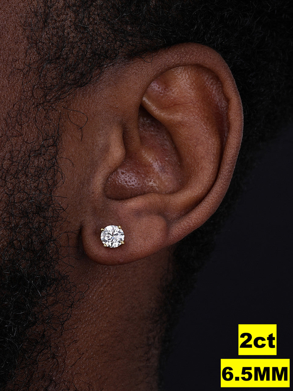 MOISSANITE Solitaire Stud Earrings - 14k Gold Vermeil 925 Silver - 3mm-6.5mm - 0.2-2ct
