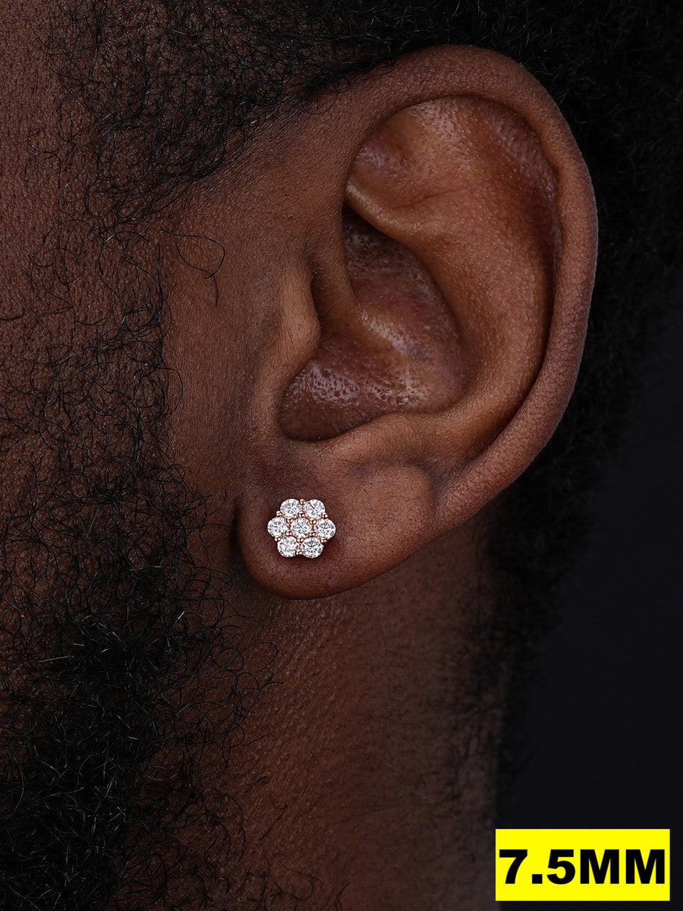 MOISSANITE Cluster Iced Out Honeycomb Set Earrings - 14k Rose Gold Vermeil 925 Silver - 6mm -11mm