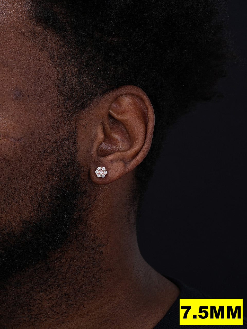 MOISSANITE Cluster Iced Out Honeycomb Set Earrings - 14k Rose Gold Vermeil 925 Silver - 6mm -11mm