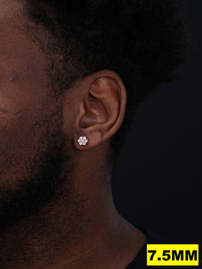 MOISSANITE Cluster Iced Out Honeycomb Set Earrings - 14k Rose Gold Vermeil 925 Silver - 6mm -11mm