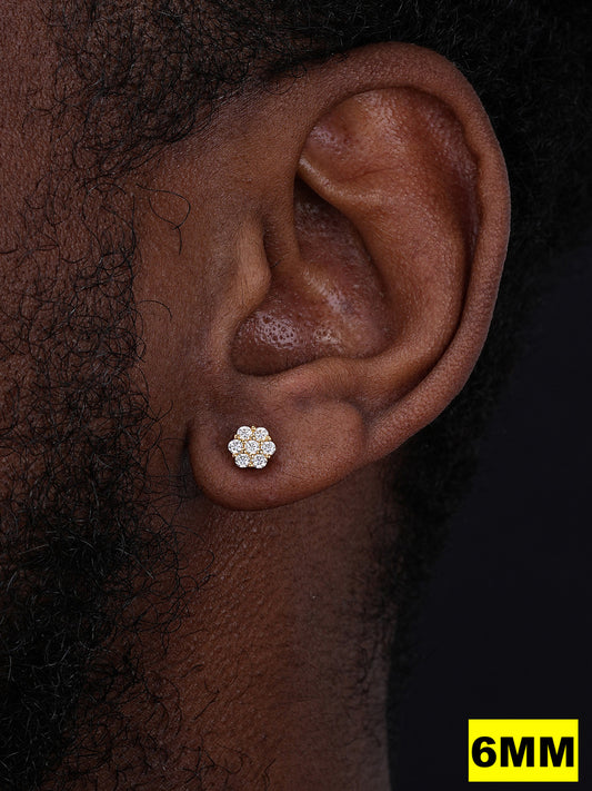 MOISSANITE Cluster Iced Out Honeycomb Set Earrings - 14k Gold Vermeil 925 Silver - 6mm -11mm