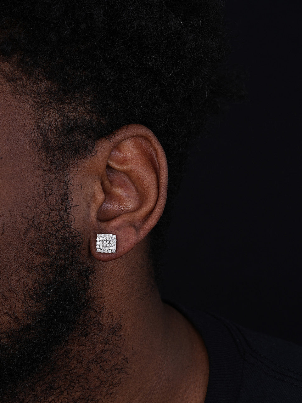 Four Corners Square Iced Out Earrings - 925 Silver - CZ Stones - 10mm