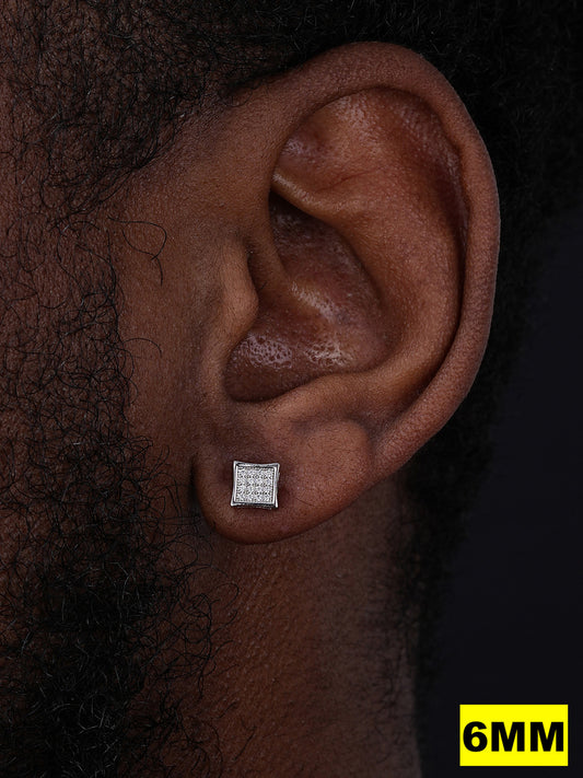 MOISSANITE Everyday Classic Square Iced Out Earrings - 925 Silver - 4mm -18mm