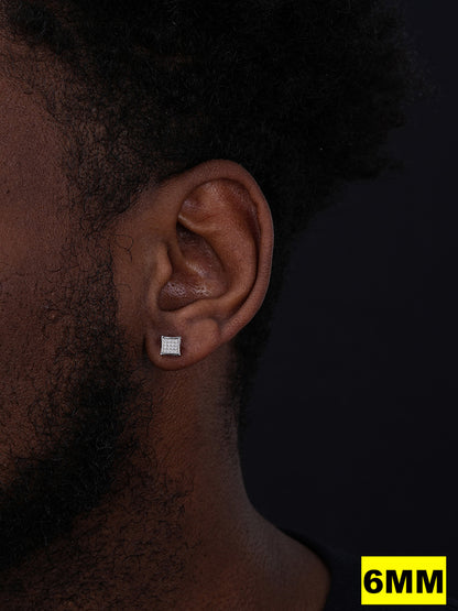 MOISSANITE Everyday Classic Square Iced Out Earrings - 925 Silver - 4mm -18mm