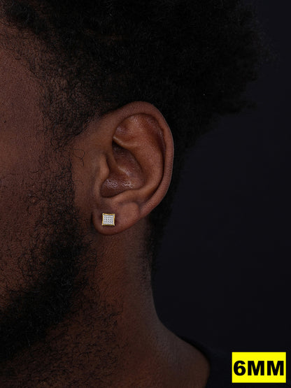 MOISSANITE Everyday Classic Square Iced Out Earrings - 14k Gold Vermeil 925 Silver - 4mm -18mm