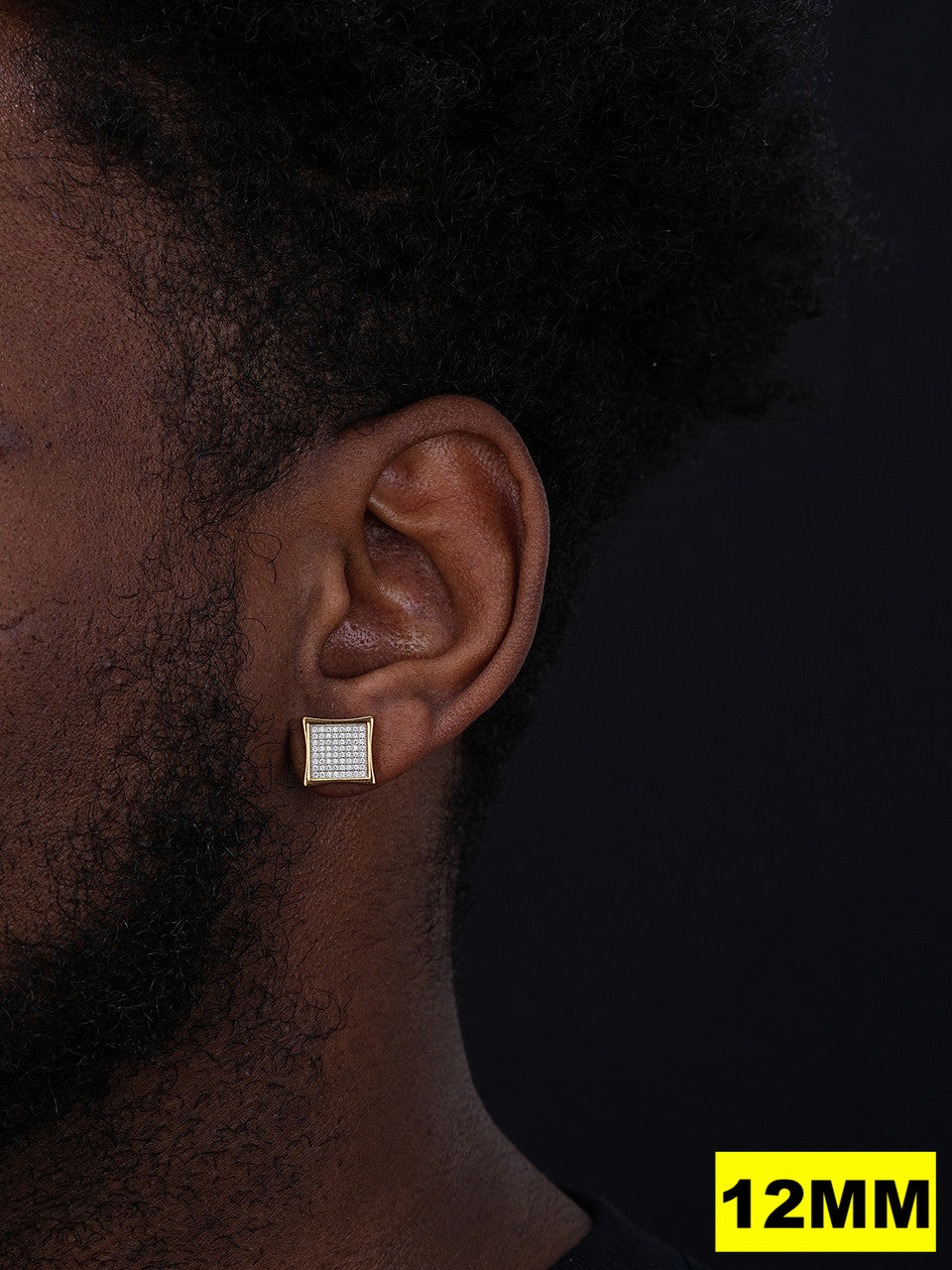 Everyday Classic Square Iced Out Earrings - 14k Gold Vermeil 925 Silver - CZ Stones - 4-18mm