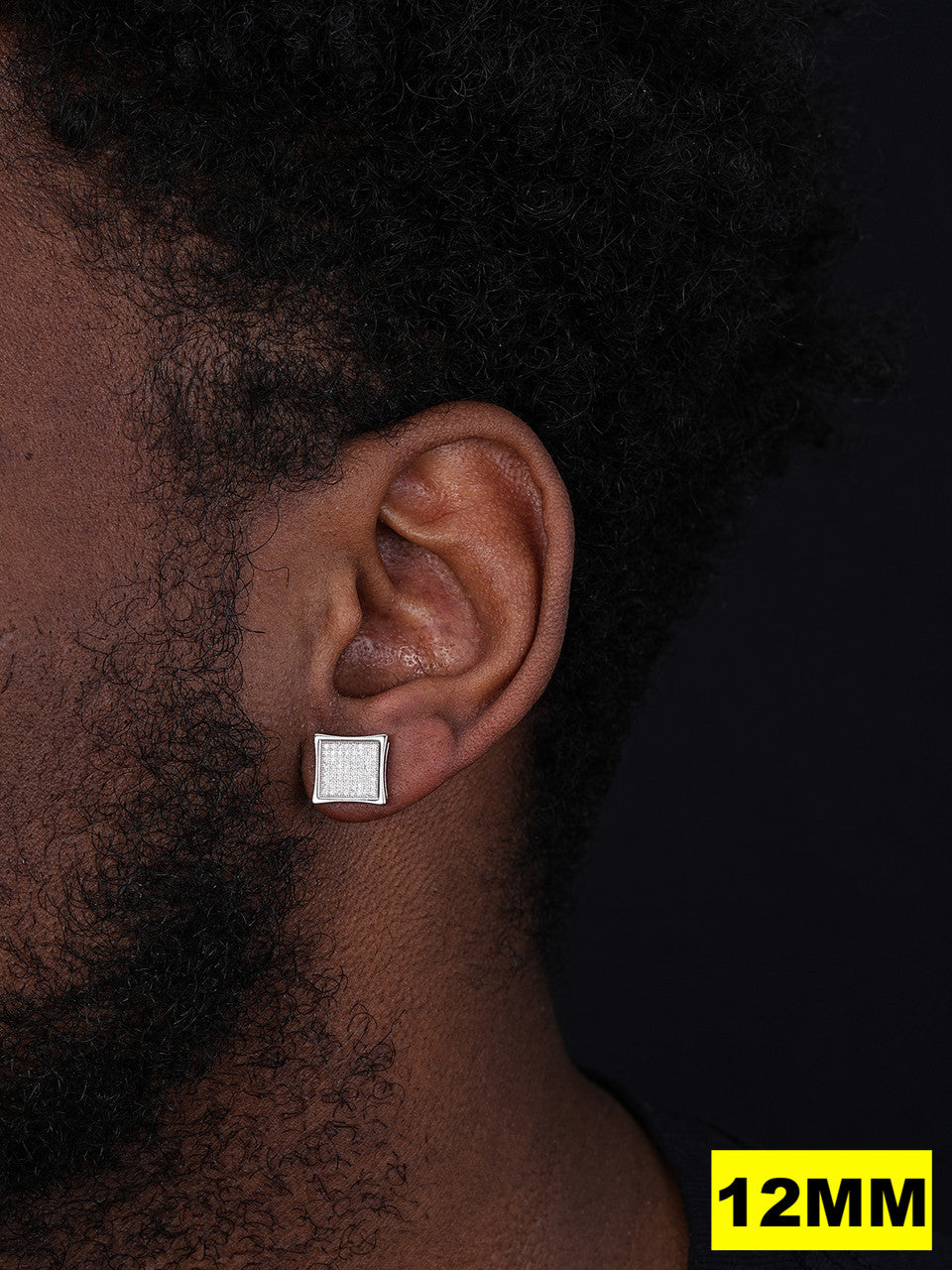 MOISSANITE Everyday Classic Square Iced Out Earrings - 925 Silver - 4mm -18mm