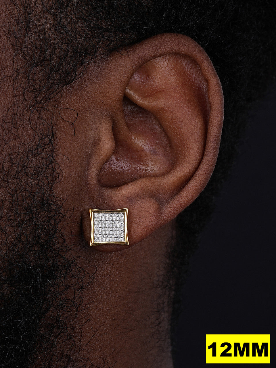 Everyday Classic Square Iced Out Earrings - 14k Gold Vermeil 925 Silver - CZ Stones - 4-18mm