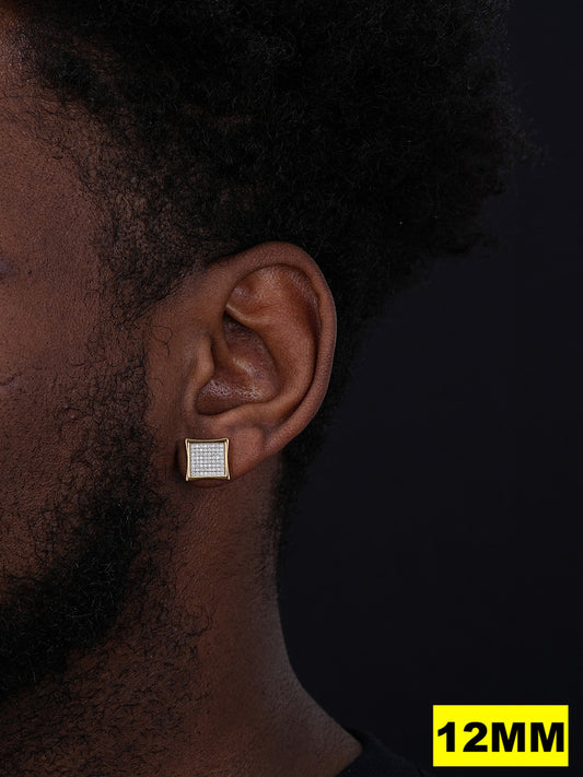 MOISSANITE Everyday Classic Square Iced Out Earrings - 14k Gold Vermeil 925 Silver - 4mm -18mm