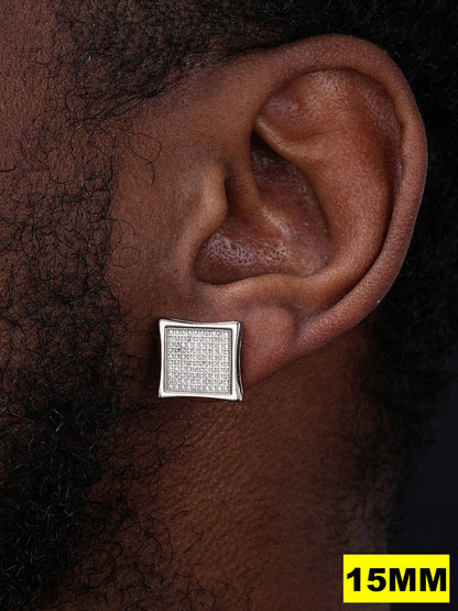 MOISSANITE Everyday Classic Square Iced Out Earrings - 925 Silver - 4mm -18mm