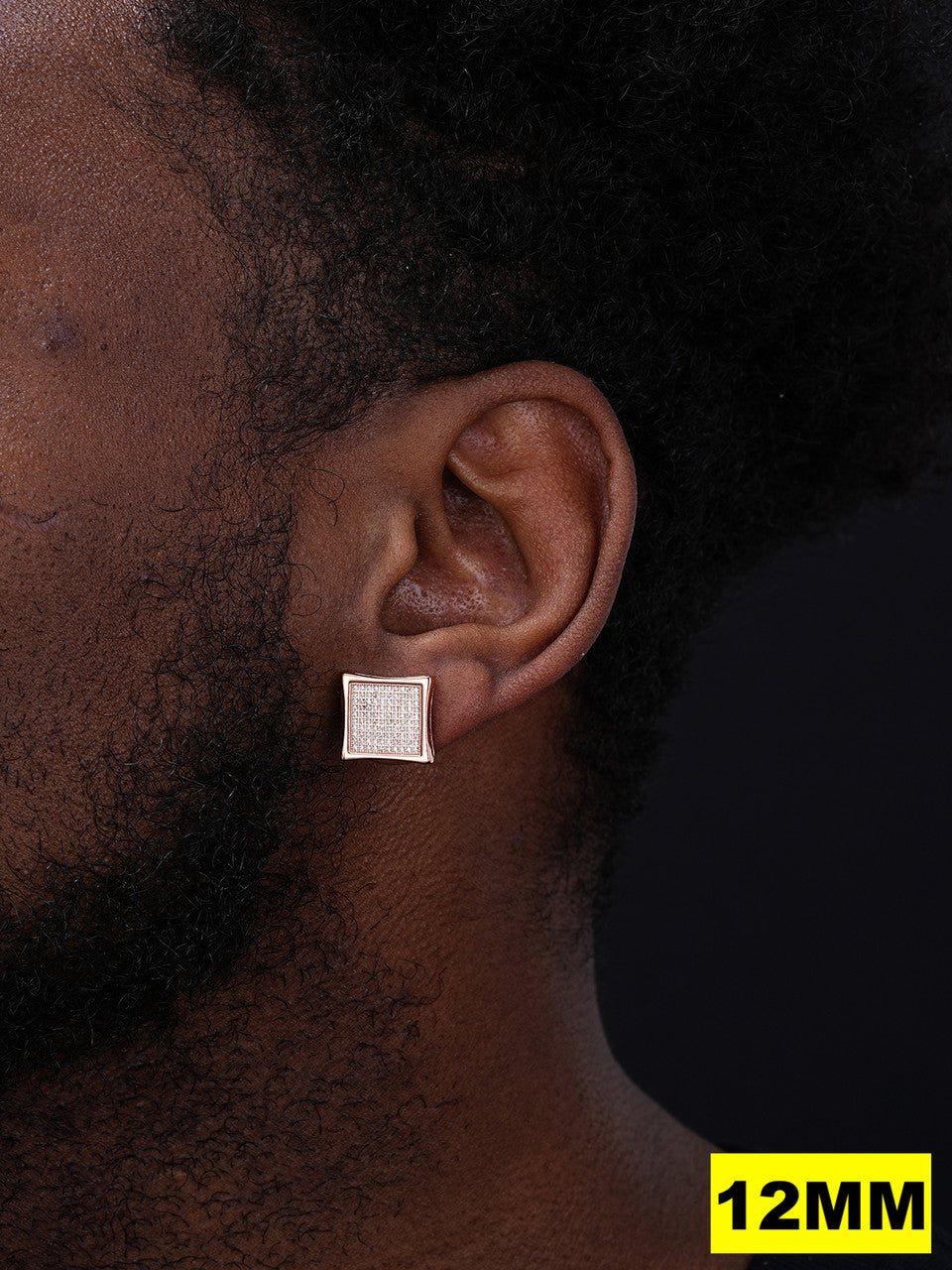 Everyday Classic Square Iced Out Earrings - 14k Rose Gold Vermeil 925 Silver - CZ Stones - 4-18mm