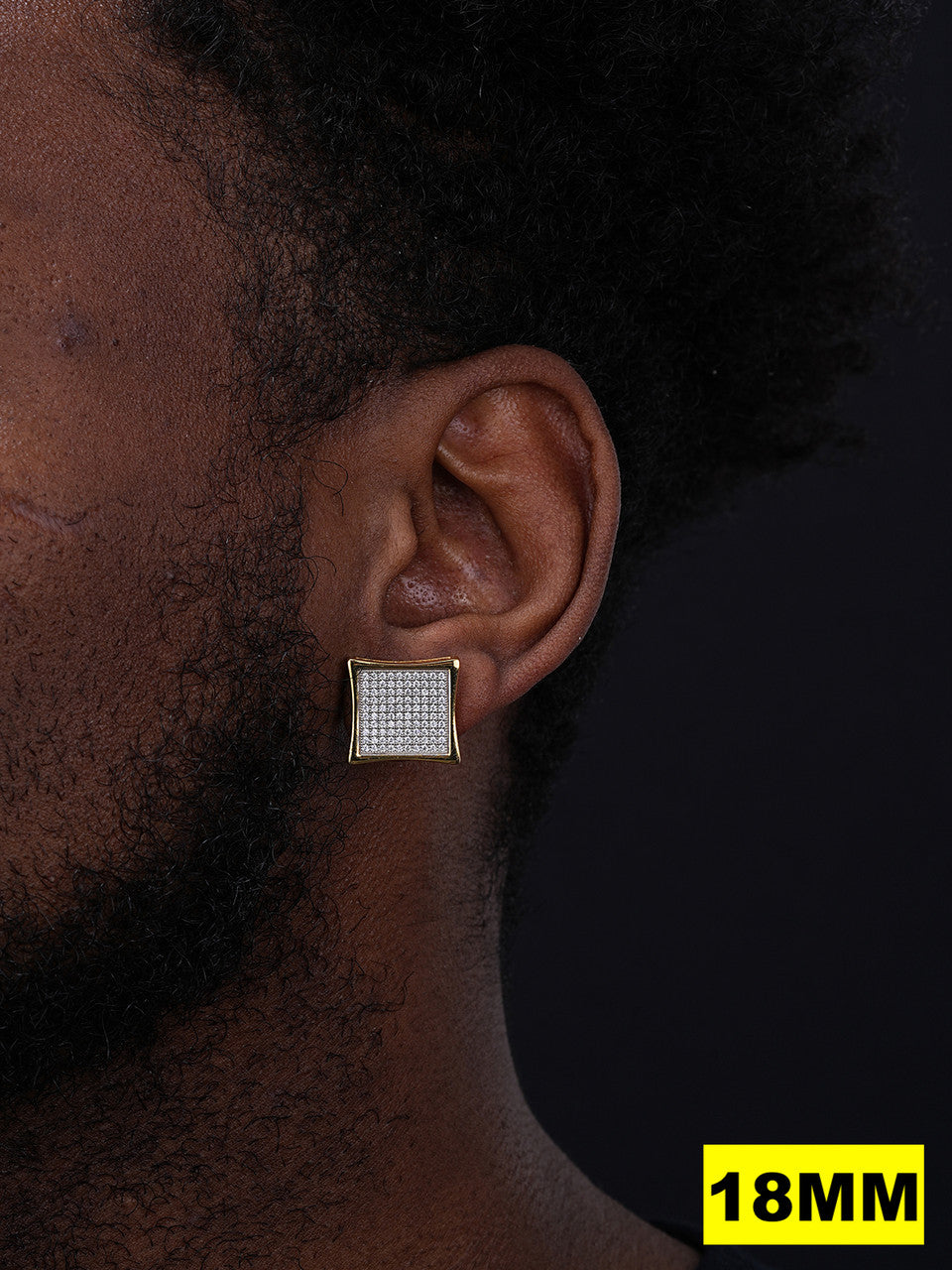 MOISSANITE Everyday Classic Square Iced Out Earrings - 14k Gold Vermeil 925 Silver - 4mm -18mm