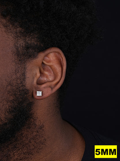 MOISSANITE Princess Cut Square Solitaire Stud Earrings - 14k Gold Vermeil 925 Silver - 3mm-9mm - 0.6-8ct