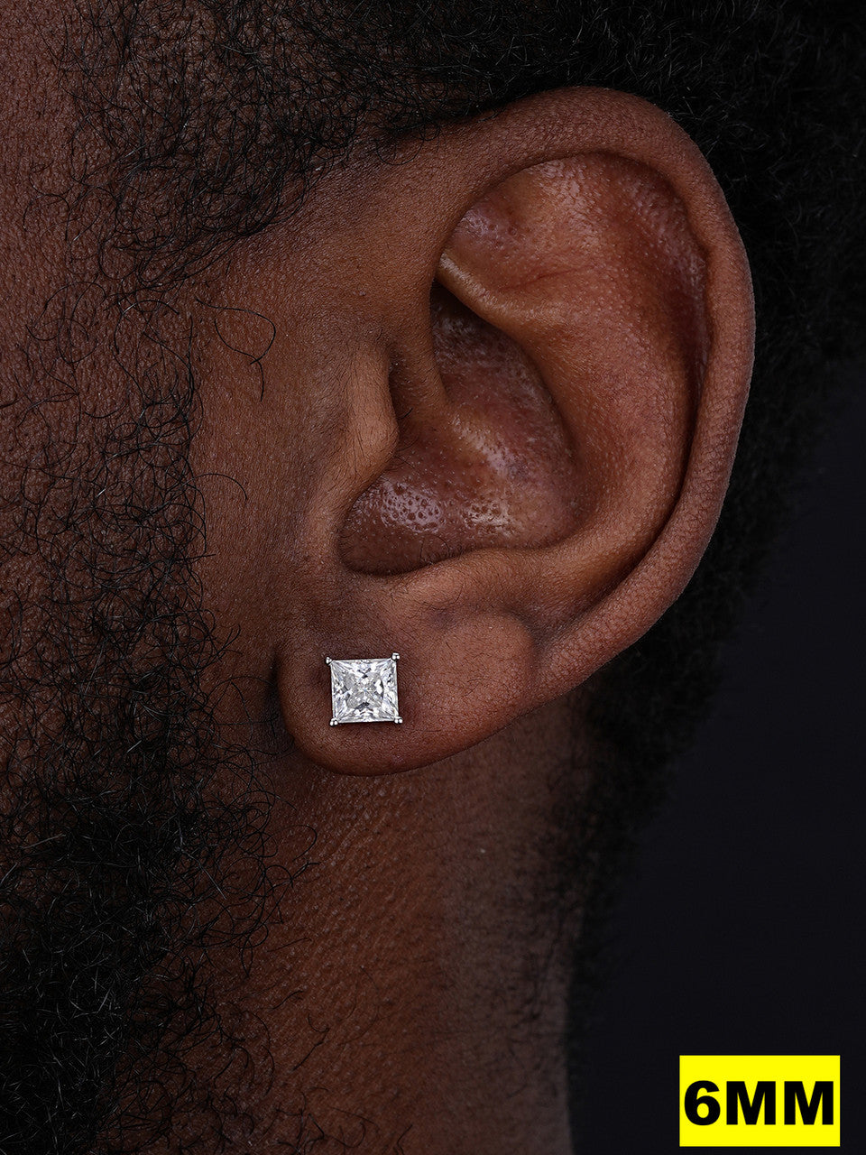 MOISSANITE Princess Cut Square Solitaire Stud Earrings - 925 Silver - 3mm-9mm - 0.6-8ct