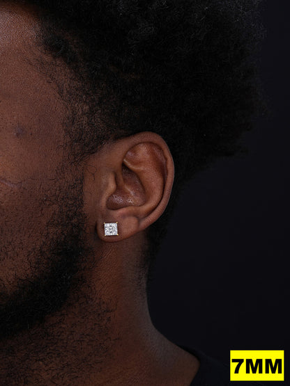 MOISSANITE Princess Cut Square Solitaire Stud Earrings - 14k Gold Vermeil 925 Silver - 3mm-9mm - 0.6-8ct