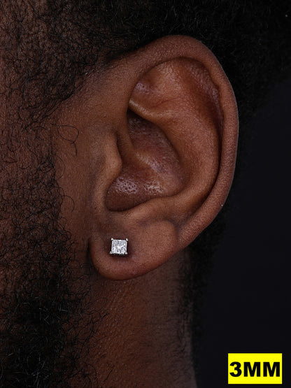MOISSANITE Princess Cut Square Solitaire Stud Earrings - 925 Silver - 3mm-9mm - 0.6-8ct