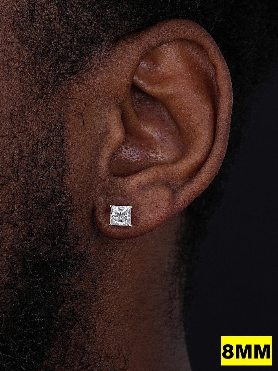 MOISSANITE Princess Cut Square Solitaire Stud Earrings - 14k Gold Vermeil 925 Silver - 3mm-9mm - 0.6-8ct