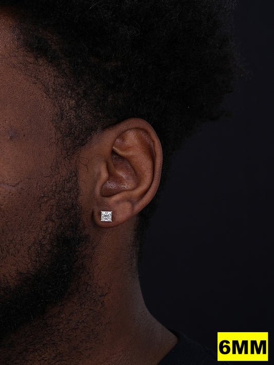 MOISSANITE Princess Cut Square Solitaire Stud Earrings - 14k Gold Vermeil 925 Silver - 3mm-9mm - 0.6-8ct