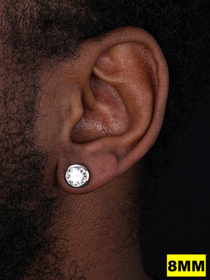 Real Moissanite Bezel Stud Earrings 925 Silver Mens Ladies Iced Diamond Tester 