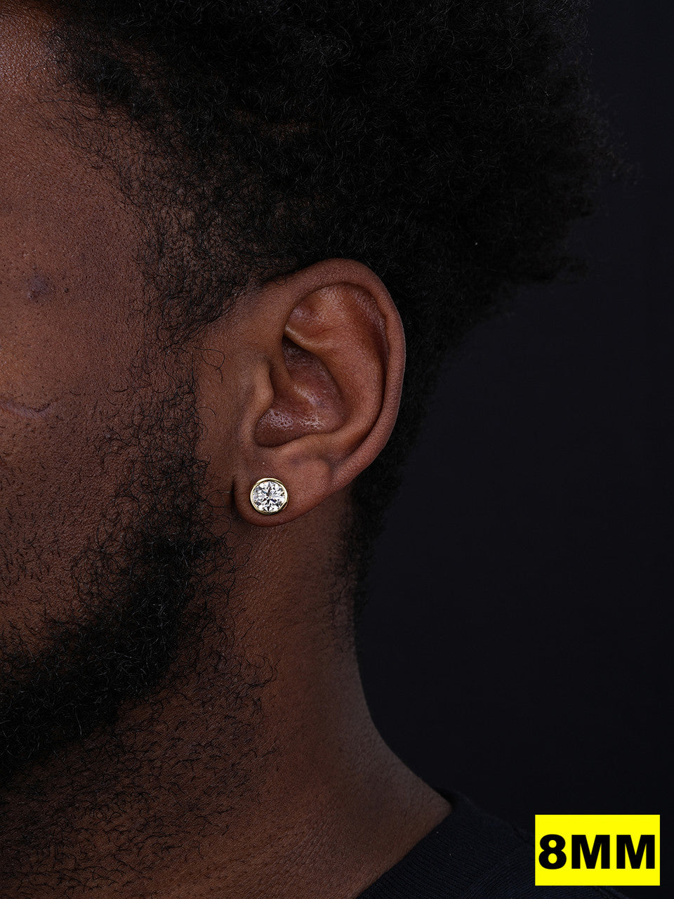 MOISSANITE Bezel Set Solitaire Stud Earrings - 14k Gold Vermeil 925 Silver - 6.5mm-10mm - 2-8ct