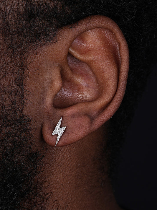 MOISSANITE Lightning Bolt Iced Out Earrings - 925 Silver - 6x16mm