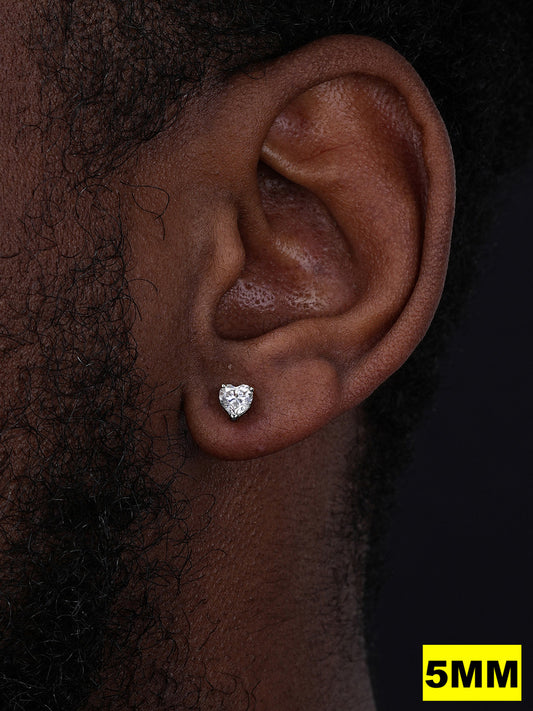 MOISSANITE Heart Shape Solitaire Stud Earrings - 925 Silver - 3mm-7mm - 0.2-2.4ct