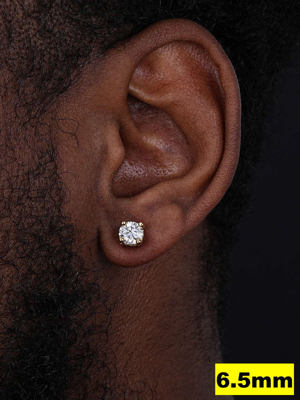 MOISSANITE Solitaire Stud Reinvented Earrings - Stones On All Sides - 14k Gold Vermeil 925 Silver - 5mm-8mm