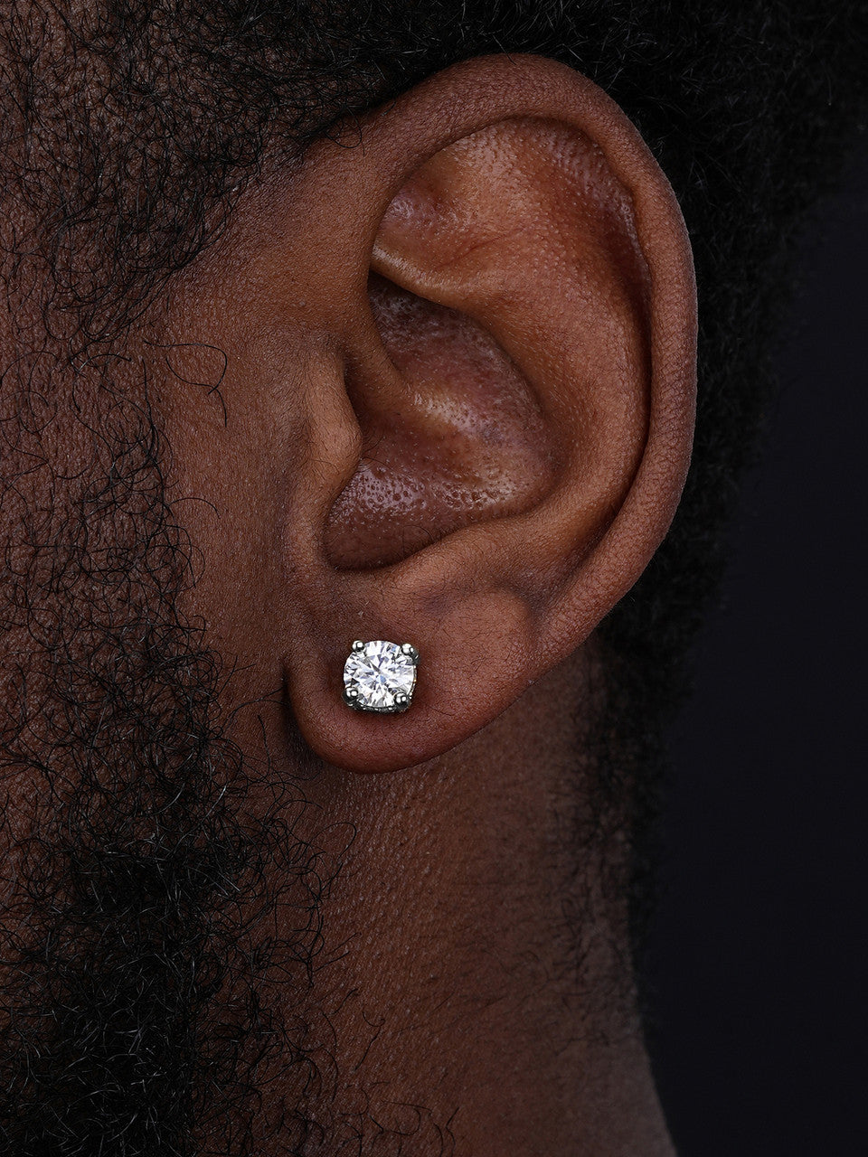 Moissanite 3D Iced Prong Solitaire Screwback Large Stud Earrings 925 Silver 8mm