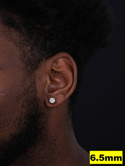 MOISSANITE Solitaire Stud Reinvented Earrings - Stones On All Sides - 14k Gold Vermeil 925 Silver - 5mm-8mm