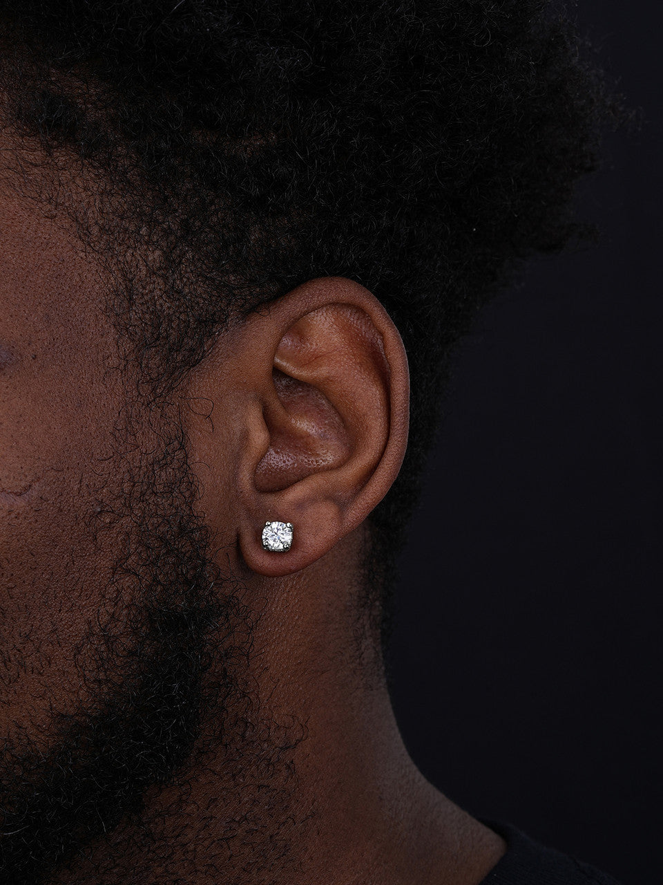 Moissanite 3D Iced Prong Solitaire Screwback Large Stud Earrings 925 Silver 8mm