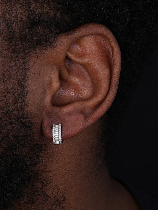 MOISSANITE Baguette Small Huggie Hoops - 925 Silver - 12mm