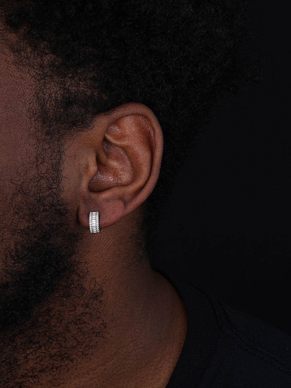 MOISSANITE Baguette Small Huggie Hoops - 925 Silver - 12mm