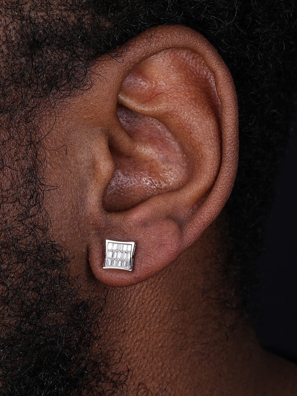 MOISSANITE Modern Baguette Kite Iced Out Earrings - 925 Silver - 8mm